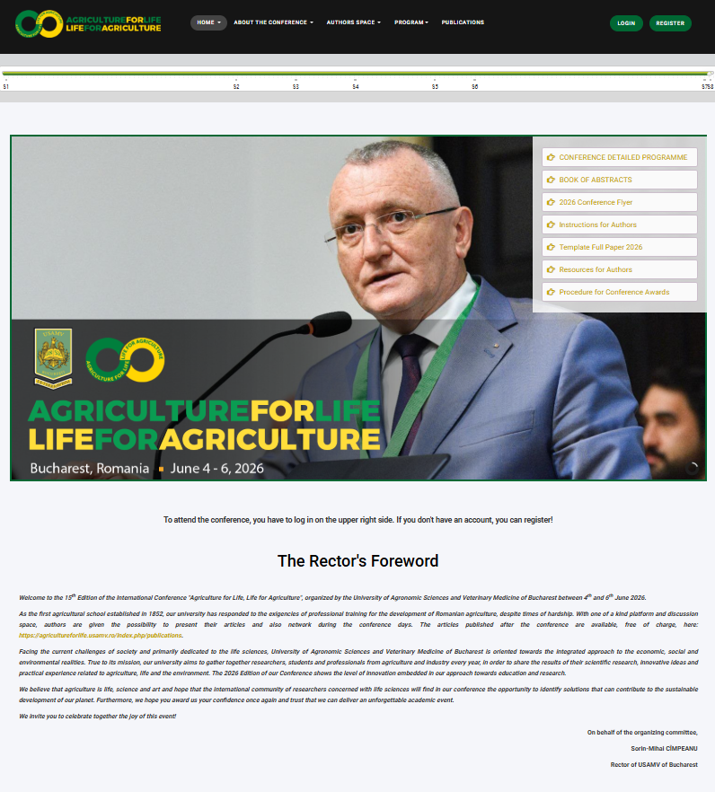 Agriculture for Life, Life for Agriculture - Conference